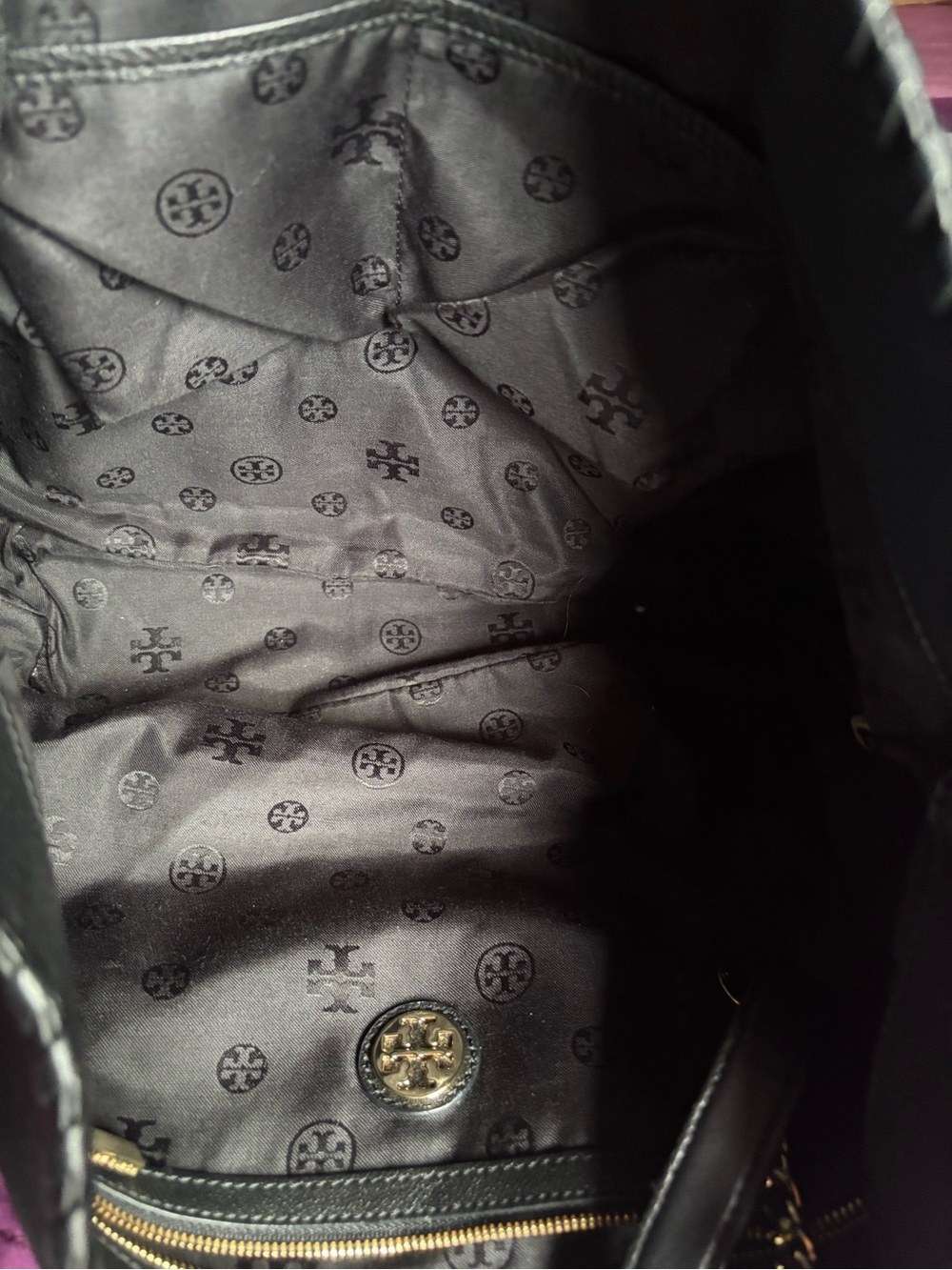 Tory Burch Black Leather Chain-Handle Tote with Gold Hardware - Picture 5 of 7